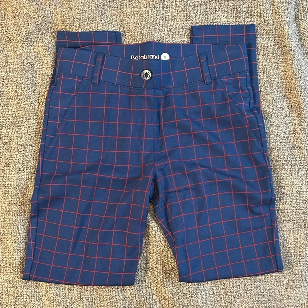 Betabrand Blue and Red Windowpane Pant - Picture 1 of 5